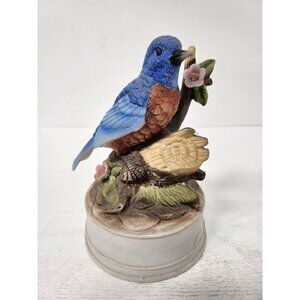 Vintage Blue Bird Figurine Music Box Ceramic Fur Elise Melodies Display Decor